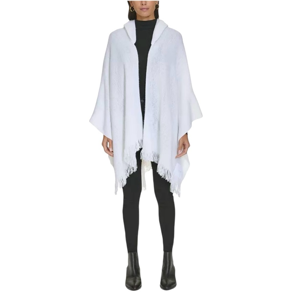 Hooded Fringe Trim Shawl by Calvin Klein - Picture 5 of 12